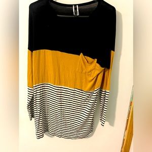 Long sleeve Black, gold, and white stripe